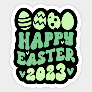 Happy Easter 2023 Eggs Green Sticker